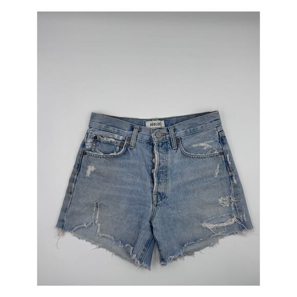 AGOLDE Distressed Womens Light Wash Shorts - Picture 1 of 3